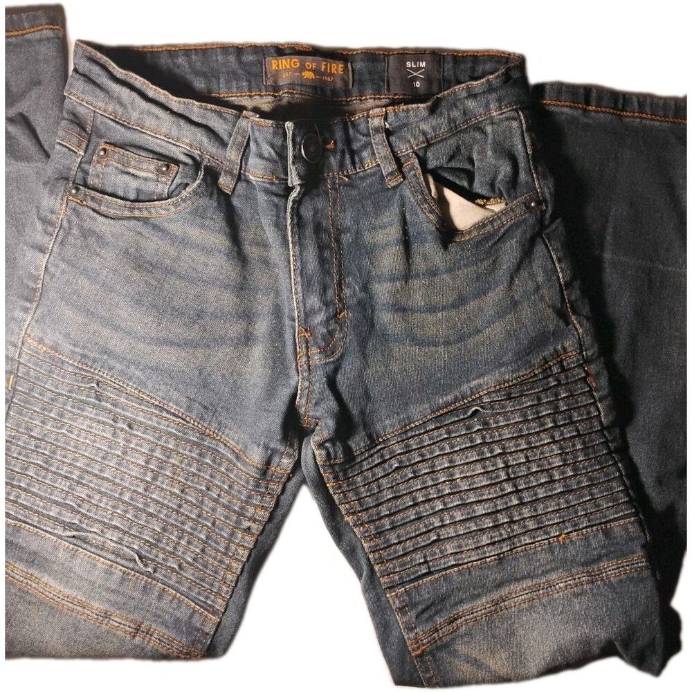 Ring of Fire Boys Slim Jeans Size 10 Blue Used Good Condition